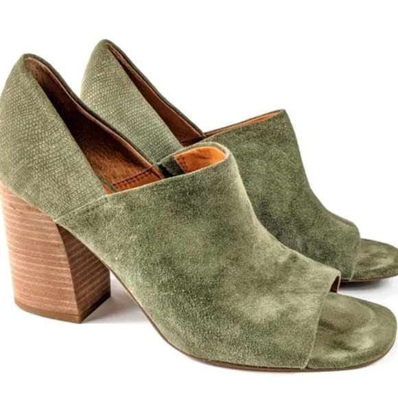 Franco Sarto Ellison Shooties Leather Green Heels - Picture 1 of 4
